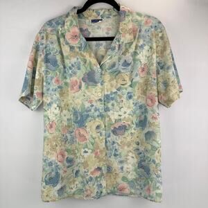 Vintage Cape Cod Sportswear Floral Button Up Shirt Size 14